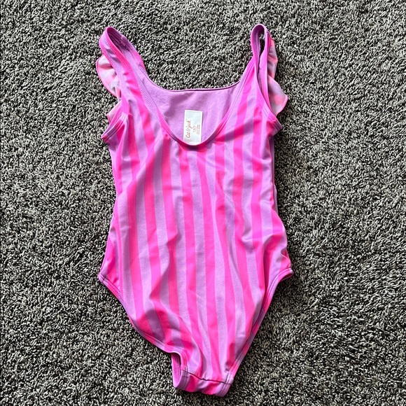 Pink Striped Ruffle Swimsuit - Picture 7 of 9